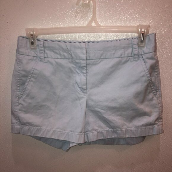 J Crew Womens Size 4 Light Blue Flat Front Pockets Cotton Classic Chino Shorts - Picture 3 of 8